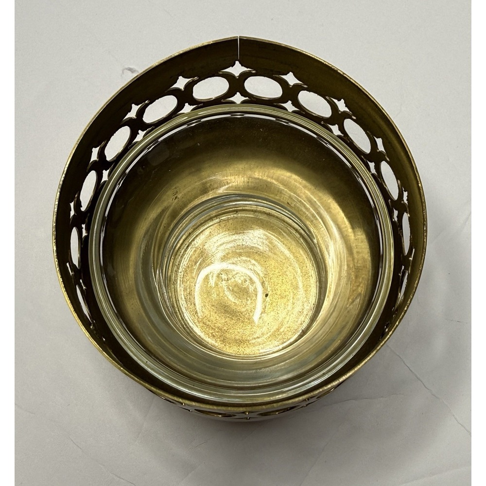 Brass Votive‎ Accent Candle Dish W/ Tea Light Holder Small Celestial Stars Ovals - Picture 9 of 9